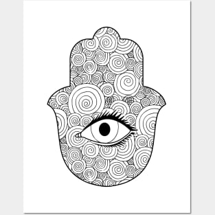 Hamsa Hand Third Eye Pyramid Spirituality, Mandala Hamsa Hand Posters and Art